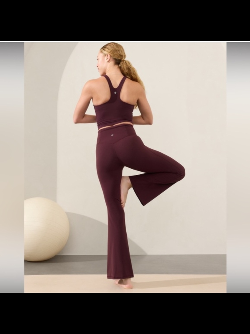 NWT Athleta Elation Flare Pant In Deep Burgundy - Picture 4 of 10